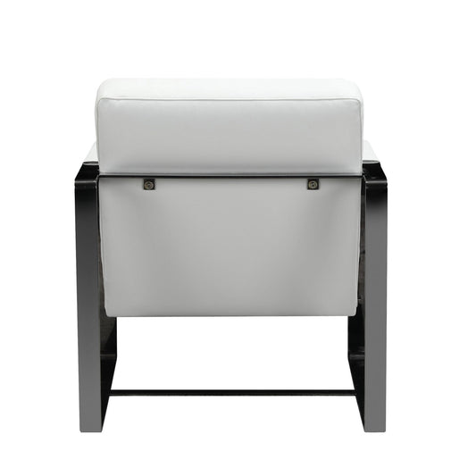 36" White And Black Fabric Arm Chair