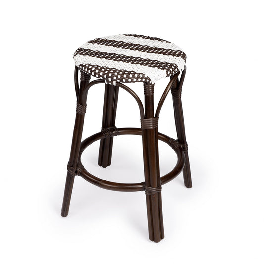 24" Dark Brown Rattan Backless Counter Height Bar Chair With Footrest