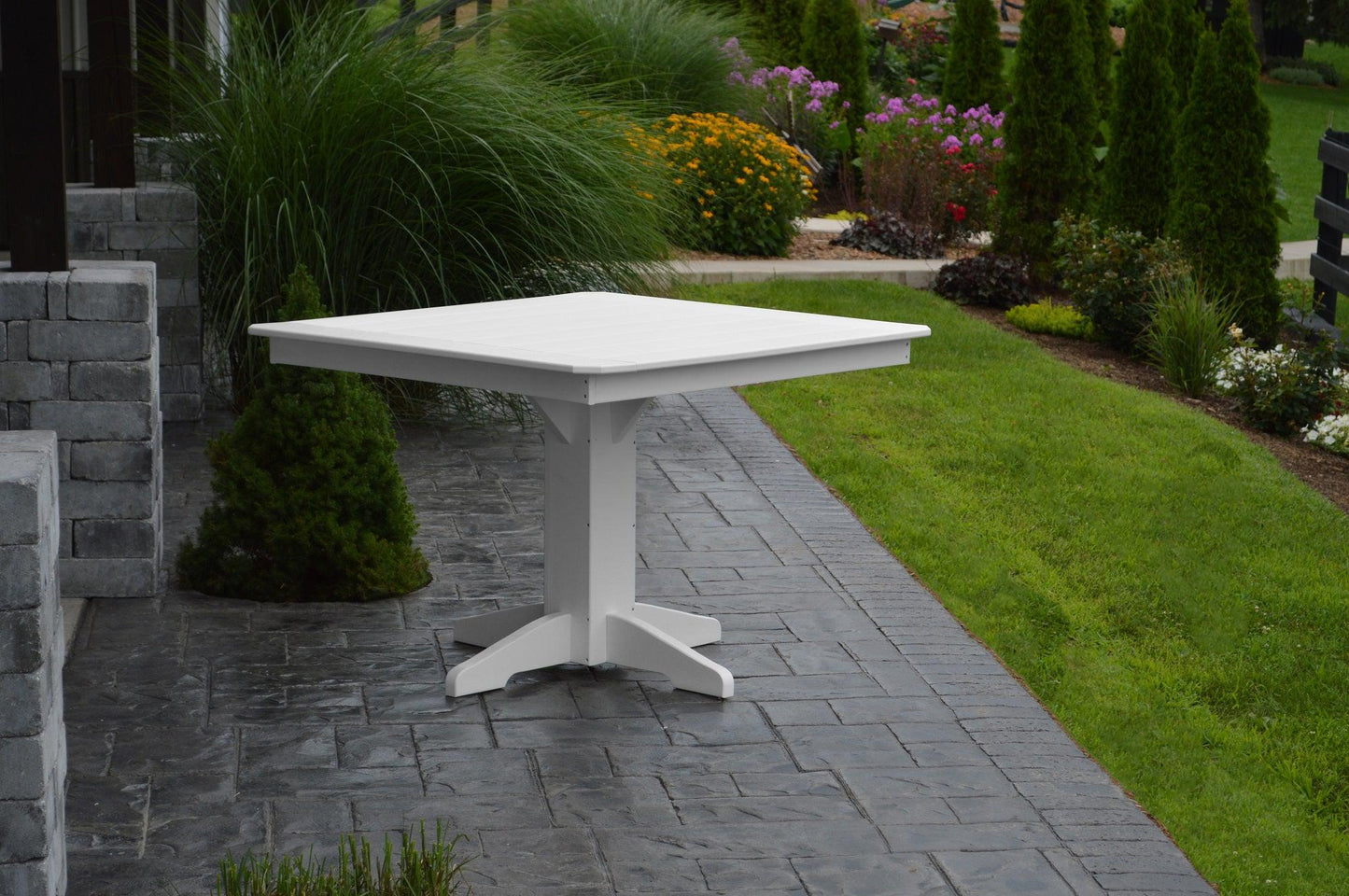 A&L Furniture Recycled Plastic Square Table with Traditional Chairs 5 Piece Dining Set - LEAD TIME TO SHIP 10 BUSINESS DAYS