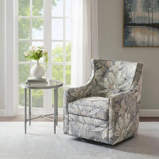 Alana Curve Back Swivel Glider Chair Blue Multicolor