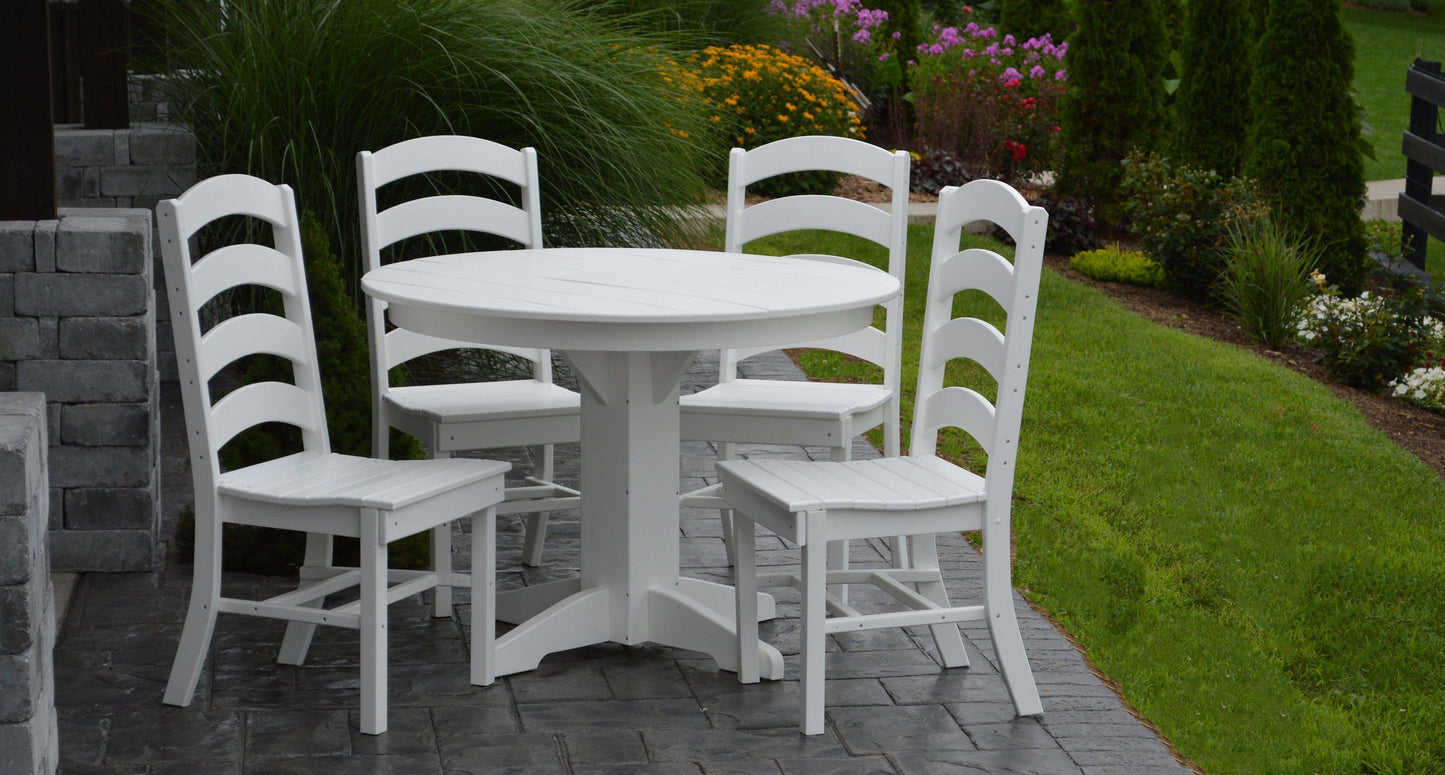 A&L Furniture Recycled Plastic Round Table with Ladderback Chairs 5 Piece Dining Set - LEAD TIME TO SHIP 10 BUSINESS DAYS