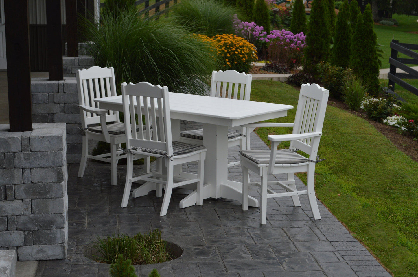 A&L Furniture Recycled Plastic 5ft Dining Table with Royal Chairs 5 Piece Set - LEAD TIME TO SHIP 10 BUSINESS DAYS