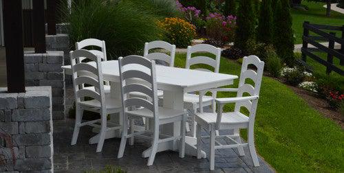 A&L Furniture Recycled Plastic 6ft Dining Table with Ladderback Chairs 7 Piece  Set - LEAD TIME TO SHIP 10 BUSINESS DAYS