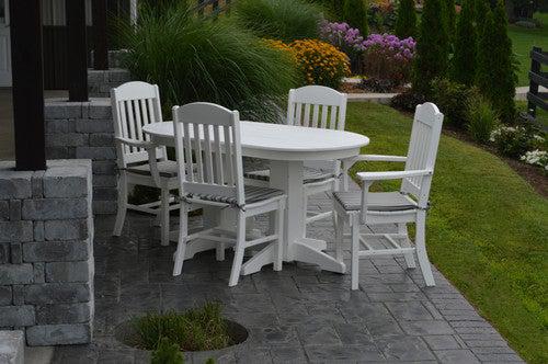 A&L Furniture Recycled Plastic 5ft Oval Dining Table with Classic Chairs 5 Piece Set - LEAD TIME TO SHIP 10 BUSINESS DAYS