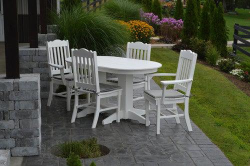 A&L Furniture Recycled Plastic 5ft Oval Dining Table with Royal Chairs 5 Piece Set - LEAD TIME TO SHIP 10 BUSINESS DAYS