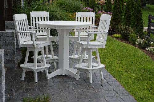 A&L Furniture Recycled Plastic 44in Round Bar Height Table with Traditional Swivel Chairs 5 Piece Set - LEAD TIME TO SHIP 10 BUSINESS DAYS