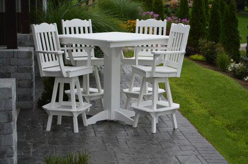 A&L Furniture Recycled Plastic 44in Square Bar Height Table with Royal Swivel Bar Chairs 5 Piece Set - LEAD TIME TO SHIP 10 BUSINESS DAYS