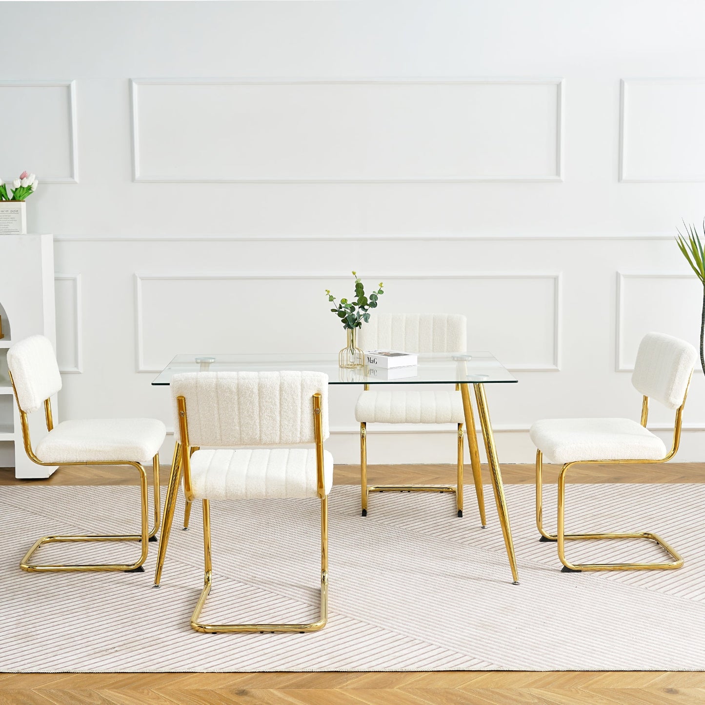 Vogue Modern Dining Chair with Gold Leg, Set of 4 - Dining Chairs