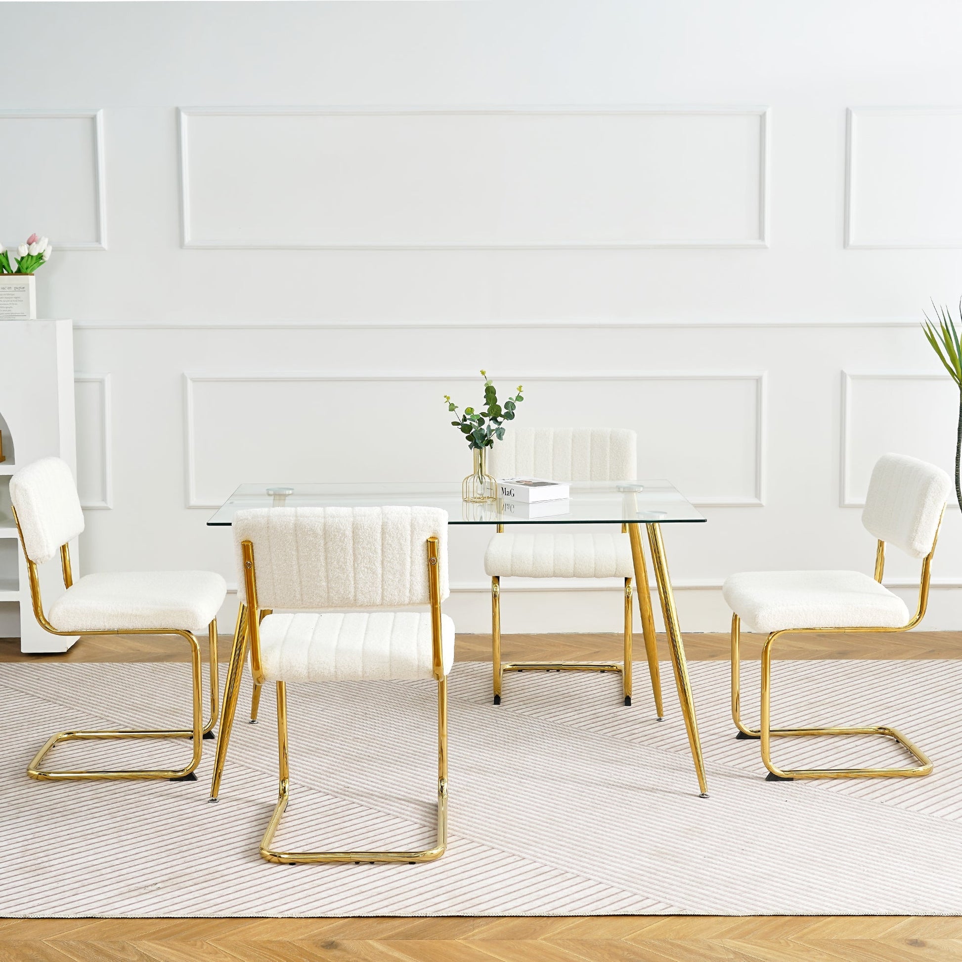 Vogue Modern Dining Chair with Gold Leg, Set of 4 - Dining Chairs