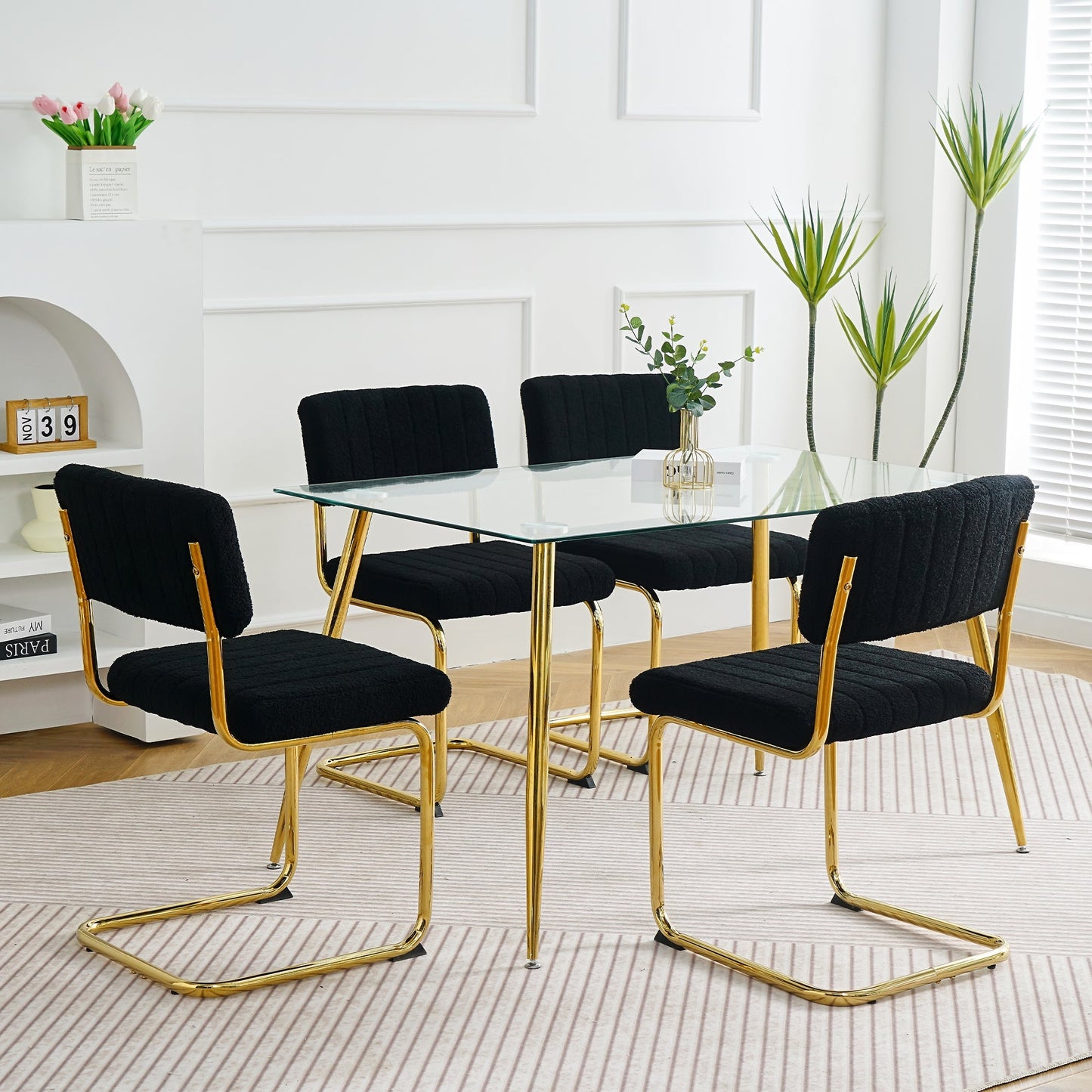 Vogue Modern Dining Chair with Gold Leg, Set of 4 - Dining Chairs