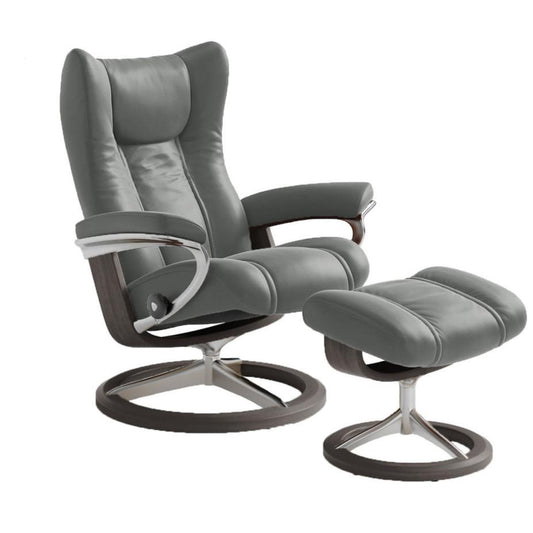 Wing Chair and Ottoman With Signature Base