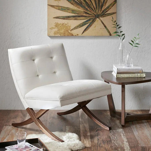 Wynn Tufted Back Armless Accent Chair White