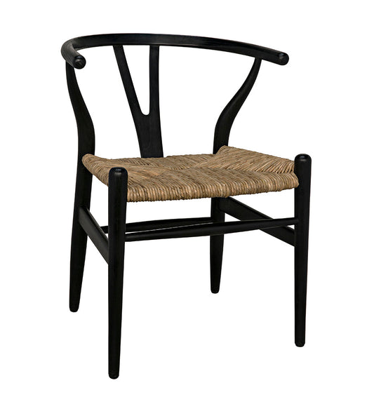 Zola Chair with Rush Seat - Charcoal Black